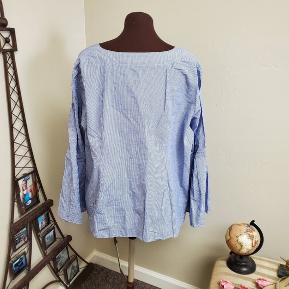 EUC ELOQUII BLUE & WHITE STRIPE TOP SIZE 20 - Picture 7 of 8